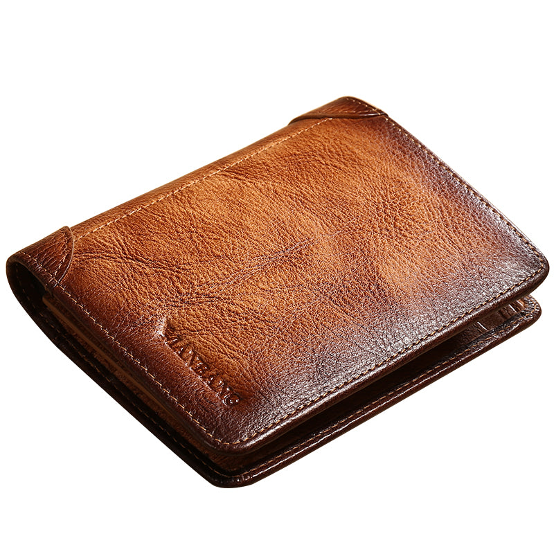 MANBANG 00877 Genuine Leather Tri-fold Wallet Classic Style RFID Blocking Card Pouch Billfold Coin Cash Money Purse MANBANG 00877 Genuine Leather Tri-fold Wallet Classic Style RFID Blocking Card Pouch Billfold Coin Cash Money Purse